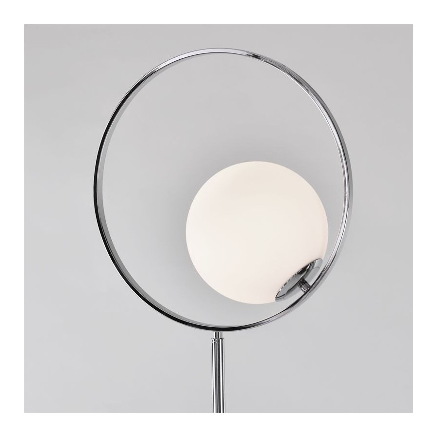 Lampa podłogowa Bella z marmurową podstawą srebrna chromowana w stylu glamour