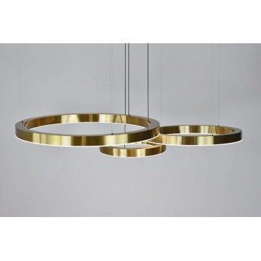 Designerska lampa led Modena z trzema złotymi ringami o mocy 90W z ciepłą barwą 3500K