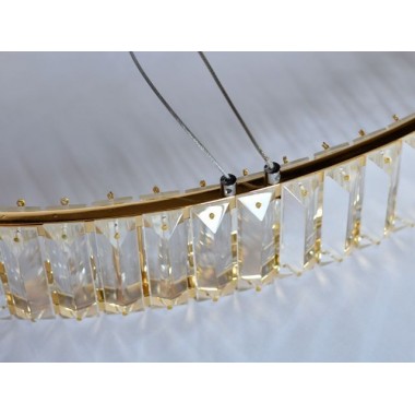 Kryształowy złoty żyrandol led Prisma 48W z barwą ciepłą 3000K ring 80cm